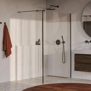 BRAUER Oblivion Inloopdouche - 130x200cm - 30cm zijwand - glascoating - helder glas - geborsteld gunmetal PVD GS-OBI2H13030200GM