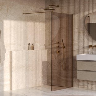 BRAUER Oblivion Inloopdouche - 90x200cm - glascoating - brons glas - geborsteld goud PVD GS-OBI1B90200GG