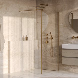 BRAUER Oblivion Inloopdouche - 90x200cm - 40cm zijwand - glascoating - helder glas - geborsteld goud PVD GS-OBI2H9040200GG