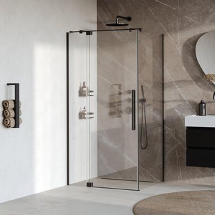 BRAUER Stellar Douchecabine - 100x100x200cm - draaideur - glascoating - omkeerbaar - helder glas - mat zwart GS-SRC1H100100200MZ