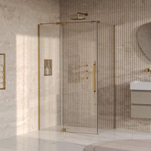 BRAUER Stellar Douchecabine - 120x80x200cm - draaideur - glascoating - omkeerbaar - helder glas - geborsteld goud PVD GS-SRC1H12080200GG