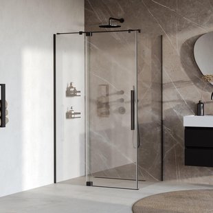 BRAUER Stellar Douchecabine - 120x90x200cm - draaideur - glascoating - omkeerbaar - helder glas - mat zwart GS-SRC1H12090200MZ