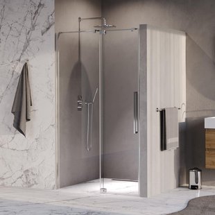 BRAUER Stellar Nisdeur - 2-delig - 100x200cm - draaideur - glascoating - omkeerbaar - helder glas - Geborsteld RVS PVD GS-SRN1H100200CE