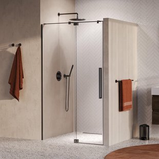 BRAUER Stellar Nisdeur - 2-delig - 100x200cm - draaideur - glascoating - omkeerbaar - helder glas - geborsteld gunmetal PVD GS-SRN1H100200GM