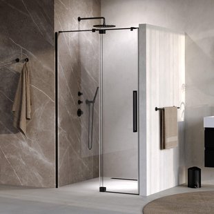 BRAUER Stellar Nisdeur - 2-delig - 120x200cm - draaideur - glascoating - omkeerbaar - helder glas - mat zwart GS-SRN1H120200MZ