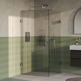 BRAUER Void Carving Douchecabine - 100x100x200cm - draaideur - glascoating - omkeerbaar - helder glas - Geborsteld RVS PVD GS-VOCC1H100100200NG