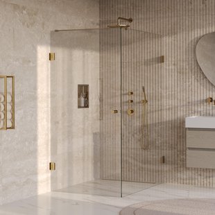 BRAUER Void Carving Douchecabine - 100x140x200cm - draaideur - glascoating - omkeerbaar - helder glas - geborsteld goud PVD GS-VOCC1H100140200GG