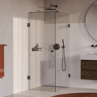 BRAUER Void Carving Douchecabine - 80x100x200cm - draaideur - glascoating - omkeerbaar - helder glas - geborsteld gunmetal PVD GS-VOCC1H80100200GM