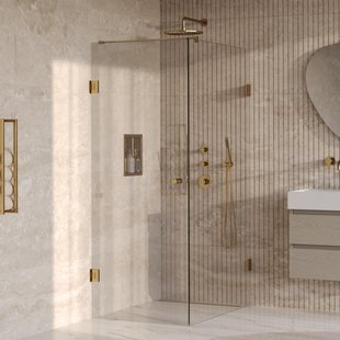 BRAUER Void Carving Douchecabine - 80x120x200cm - draaideur - glascoating - omkeerbaar - helder glas - geborsteld goud PVD GS-VOCC1H80120200GG