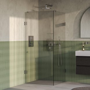 BRAUER Void Carving Douchecabine - 80x80x200cm - draaideur - glascoating - omkeerbaar - helder glas - Geborsteld RVS PVD GS-VOCC1H8080200NG