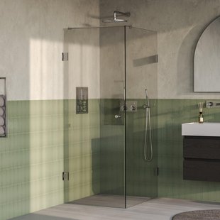 BRAUER Void Carving Douchecabine - 90x100x200cm - draaideur - glascoating - omkeerbaar - helder glas - Geborsteld RVS PVD GS-VOCC1H90100200NG