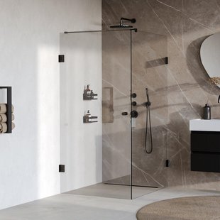 BRAUER Void Carving Douchecabine - 90x120x200cm - draaideur - glascoating - omkeerbaar - helder glas - mat zwart GS-VOCC1H90120200MZ