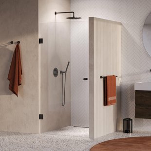 BRAUER Void Carving Nisdeur - 100x200cm - draaideur - glascoating - omkeerbaar - helder glas - geborsteld gunmetal PVD GS-VOCN1H100200GM