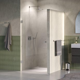 BRAUER Void Carving Nisdeur - 100x200cm - draaideur - glascoating - omkeerbaar - helder glas - Geborsteld RVS PVD GS-VOCN1H100200NG