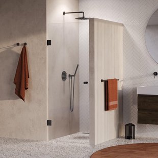 BRAUER Void Carving Nisdeur - 70x200cm - draaideur - glascoating - omkeerbaar - helder glas - geborsteld gunmetal PVD GS-VOCN1H70200GM