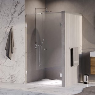 BRAUER Void Carving Nisdeur - 2-delig - 120x200cm - 60cm draaideur aan muur - glascoating - omkeerbaar - helder glas - Chroom GS-VOCN2H6060200CE