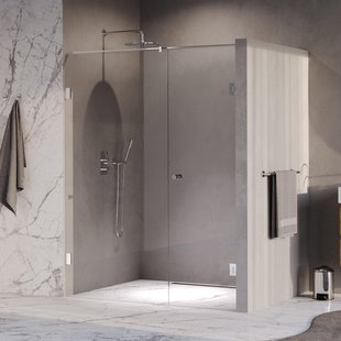 BRAUER Void Carving Nisdeur - 2-delig - 160x200cm - 70cm draaideur aan muur - glascoating - omkeerbaar - helder glas - Chroom GS-VOCN2H7090200CE