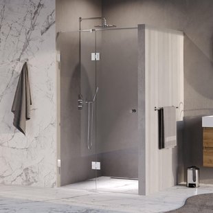 BRAUER Void Carving Nisdeur - 2-delig - 110x200cm - 60cm draaideur aan glas - glascoating - omkeerbaar - helder glas - Chroom GS-VOCN3H6050200CE