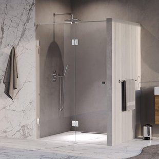 BRAUER Void Carving Nisdeur - 2-delig - 130x200cm - 60cm draaideur aan glas - glascoating - omkeerbaar - helder glas - Chroom GS-VOCN3H6070200CE