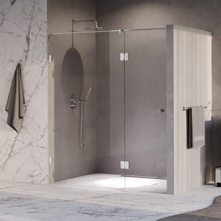 BRAUER Void Carving Nisdeur - 2-delig - 180x200cm - 70cm draaideur aan glas - glascoating - omkeerbaar - helder glas - Chroom GS-VOCN3H70110200CE