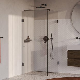 BRAUER Void Carving Douchecabine - 80x80x200cm - draaideur - glascoating - omkeerbaar - helder glas - geborsteld gunmetal PVD GS-VOCC1H8080200GM