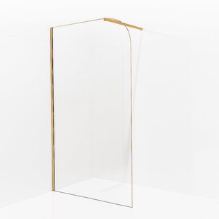 Aqua Vista Inloopdouche - 120x200cm - afgeronde glaswand - helder glas - wandarm - geborsteld messing PVD (Goud) SW1245011/SW797910