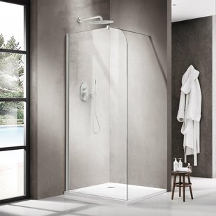 Fortifura Galeria Inloopdouche - 100x200cm - afgeronde glaswand - helder glas - wandarm - mat wit SW1418380/SW797906