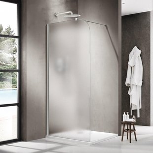 Fortifura Galeria Inloopdouche - 100x200cm - afgeronde glaswand - links - mat glas - wandarm - mat wit SW1418375/SW797906