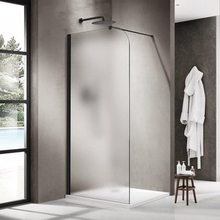 Fortifura Galeria Inloopdouche - 110x200cm - afgeronde glaswand - links - mat glas - wandarm - mat zwart SW1418376/SW797905