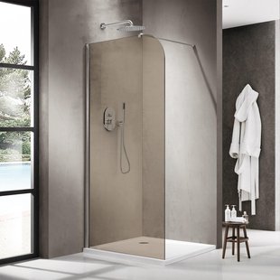 Fortifura Galeria Inloopdouche - 110x200cm - afgeronde glaswand - rook glas - wandarm - Chroom SW1418366/SW797904