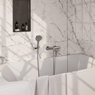 BRAUER Stripe Baddouche Thermostaatkraan SET 04 - opbouw - wandhouder - 3-standen handdouche - doucheslang - chroom 5-CE-343