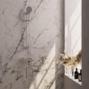 BRAUER Stripe Opbouw Douche Thermostaatkraan - SET 02 - glijstang - 3-standen handdouche - doucheslang - chroom 5-CE-346