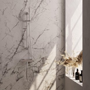 BRAUER Stripe Opbouw Douche Thermostaatkraan - SET 01 - glijstang - staaf handdouche - doucheslang - chroom 5-CE-345