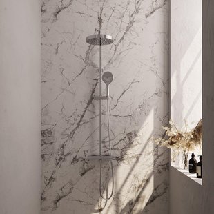 BRAUER Stripe Opbouw Thermostatische Regendouche - SET 02 - 25cm hoofddouche - 3-standen handdouche - doucheslang - chroom 5-CE-349