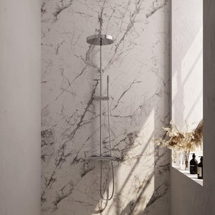 BRAUER Stripe Opbouw Thermostatische Regendouche - SET 01 - 25cm hoofddouche - staaf handdouche - doucheslang - chroom 5-CE-348