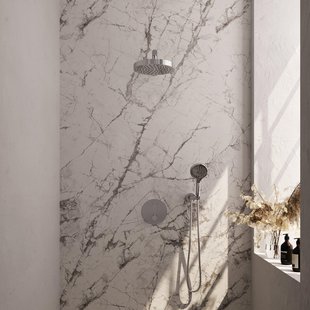 BRAUER Stripe Thermostatische Inbouw Regendouche - 3-weg - rond - SET 40 - 25cm douchekop - rechte muurarm - 3-standen handdouche - doucheslang - wandaansluitbocht - chroom 5-CE-443