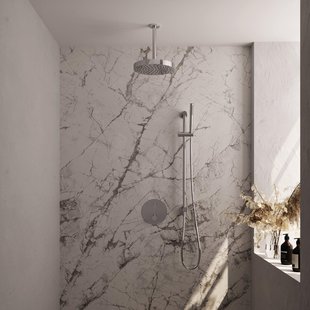 BRAUER Stripe Thermostatische Inbouw Regendouche - 3-weg - rond - SET 45 - 25cm douchekop - plafondarm - staaf handdouche - doucheslang - geïntegreerde glijstang - chroom 5-CE-453