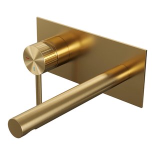 BRAUER Stripe Inbouw Wastafelmengkraan - rechte uitloop en afdekplaat - model A2 - goud geborsteld PVD 5-GG-334