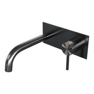 BRAUER Stripe Inbouw Wastafelmengkraan - gebogen uitloop en afdekplaat - model A1 - gunmetal geborsteld PVD 5-GM-329
