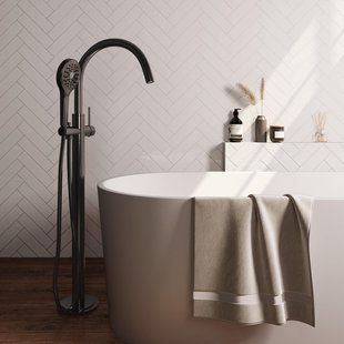 BRAUER Stripe Vrijstaande Badmengkraan - SET 02 - 3-standen handdouche - doucheslang - gunmetal geborsteld PVD 5-GM-338