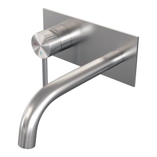 BRAUER Stripe Inbouw Wastafelmengkraan - gebogen uitloop en afdekplaat - model A2 - RVS-kleurig geborsteld PVD 5-NG-333