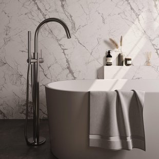 BRAUER Stripe Vrijstaande Badmengkraan - SET 01 - staaf handdouche - doucheslang - RVS-kleurig geborsteld PVD 5-NG-337