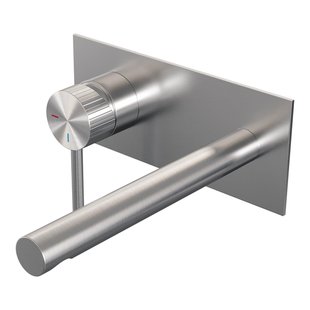 BRAUER Stripe Inbouw Wastafelmengkraan - rechte uitloop en afdekplaat - model A2 - RVS-kleurig geborsteld PVD 5-NG-334