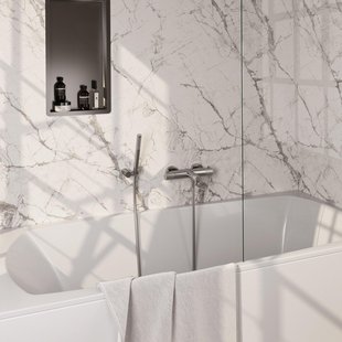 BRAUER Stripe Baddouche Thermostaatkraan - SET 03 - opbouw - wandhouder - staaf handdouche - doucheslang - RVS-kleurig geborsteld PVD 5-NG-342