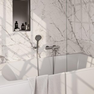 BRAUER Stripe Baddouche Thermostaatkraan SET 04 - opbouw - wandhouder - 3-standen handdouche - doucheslang - RVS-kleurig geborsteld PVD 5-NG-343