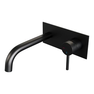 BRAUER Stripe Inbouw Wastafelmengkraan - gebogen uitloop en afdekplaat - model A1 - mat zwart 5-S-329