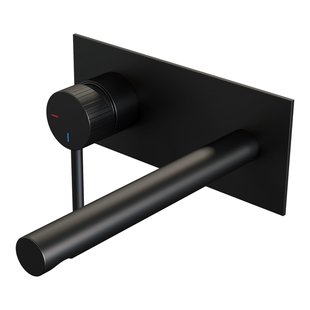 BRAUER Stripe Inbouw Wastafelmengkraan - rechte uitloop en afdekplaat - model A2 - mat zwart 5-S-334