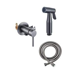 Fortifura Calvi Mengkraan Bidetset - handdouchehouder -100cm doucheslang - bidet handdouche - gunmetal SW1236932/SW1212633/SW970019