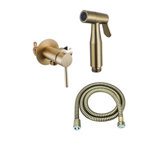 Fortifura Calvi Mengkraan Bidetset - handdouchehouder -100cm doucheslang - bidet handdouche - geborsteld messing SW1236931/SW1212631/SW970018