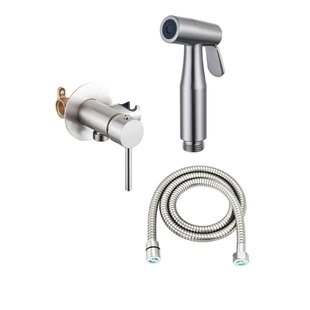 Fortifura Calvi Mengkraan Bidetset - handdouchehouder -100cm doucheslang - bidet handdouche - geborsteld rvs SW1236930/SW1212629/SW970017